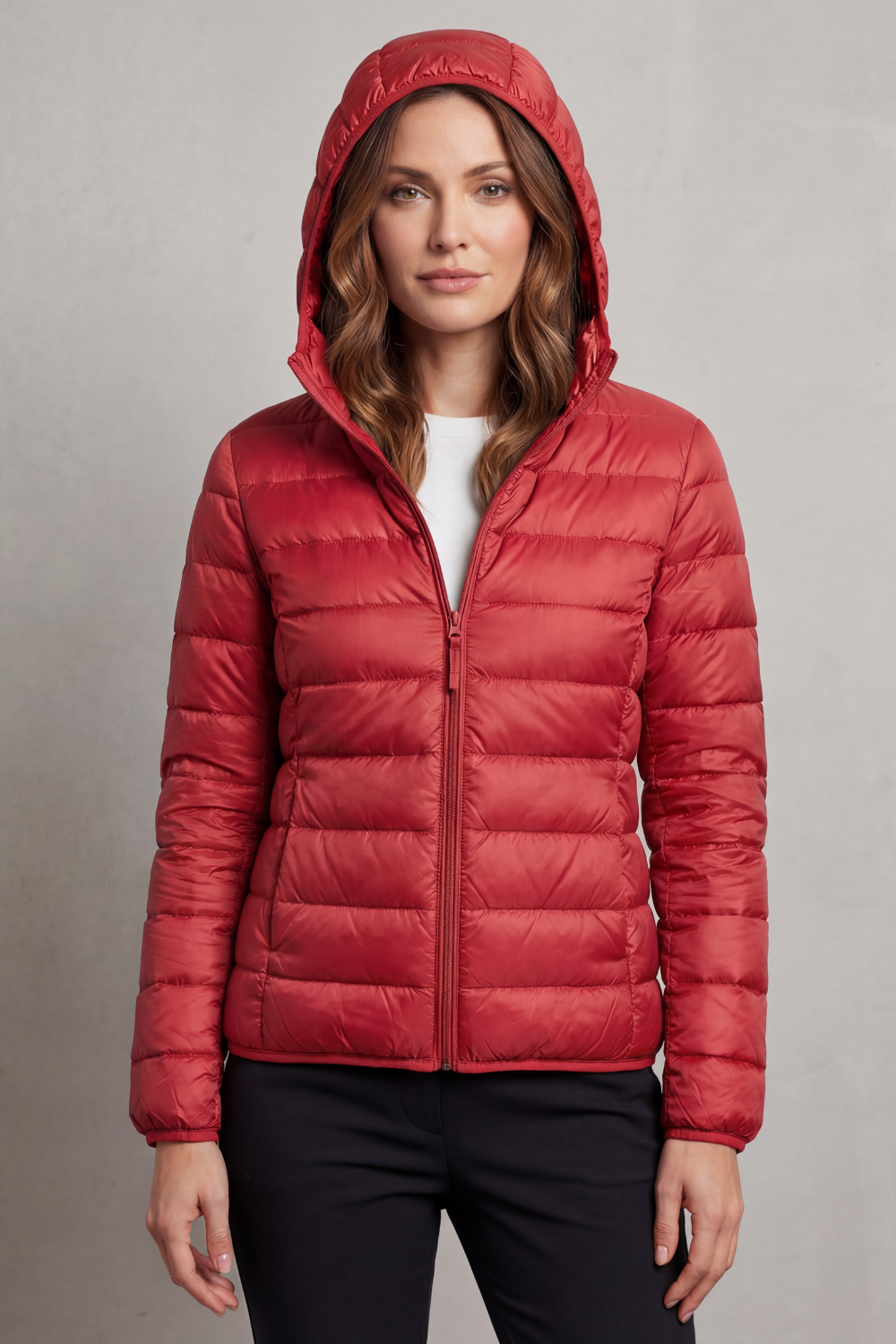 Women's lightweight packable hooded puffer jacket - view 26
