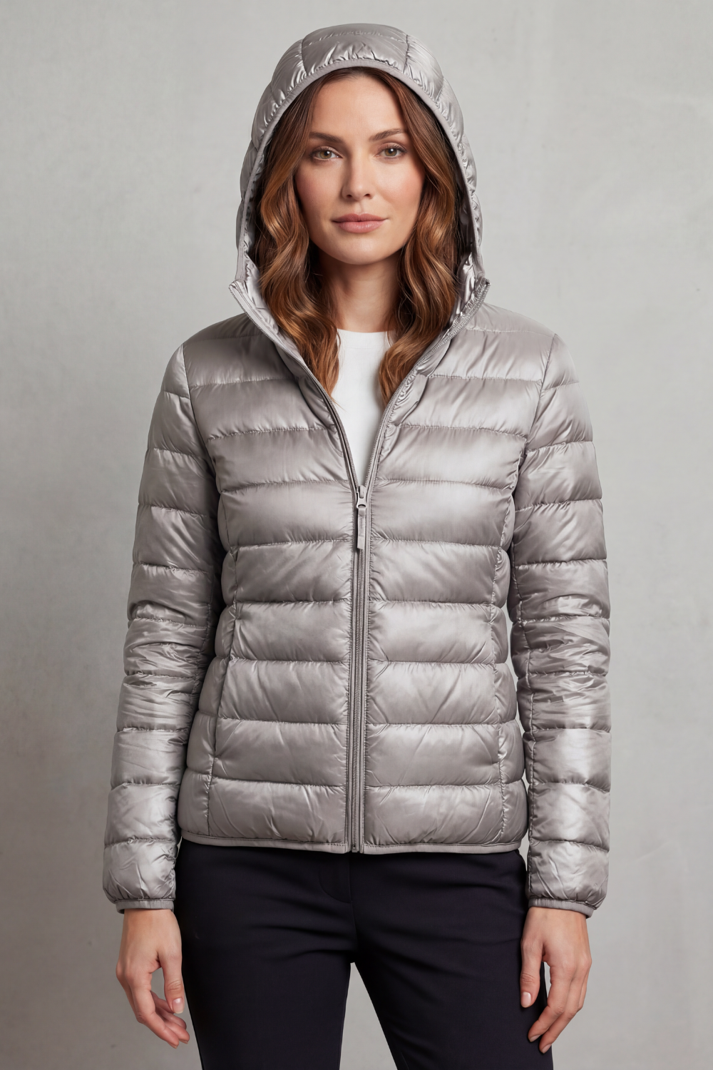 Women's lightweight packable hooded puffer jacket - view 6