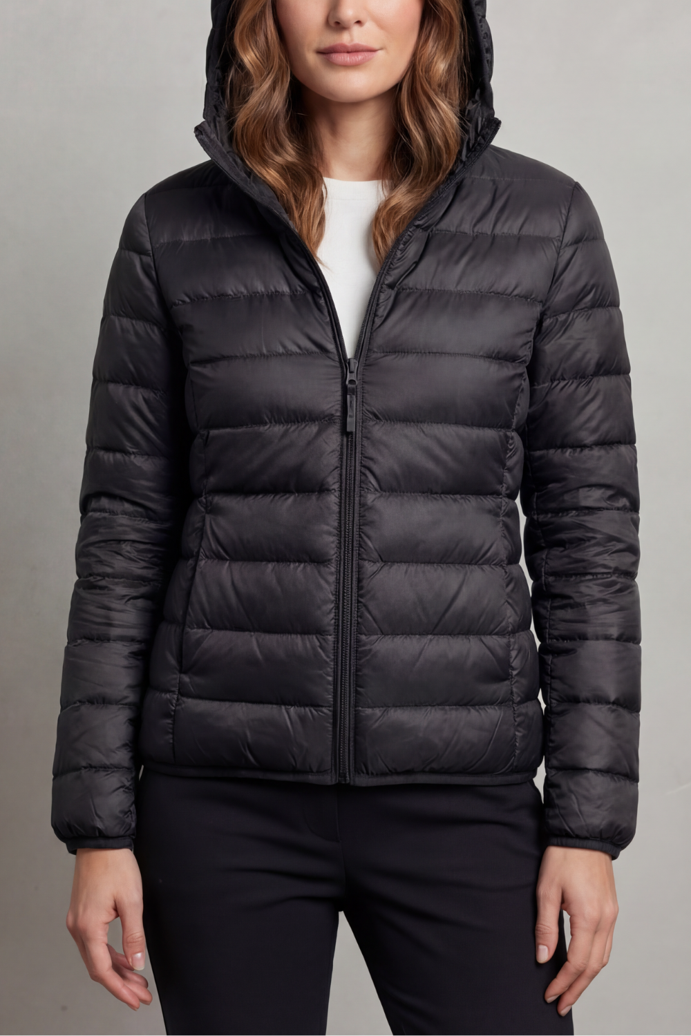 Women's lightweight packable hooded puffer jacket - view 7