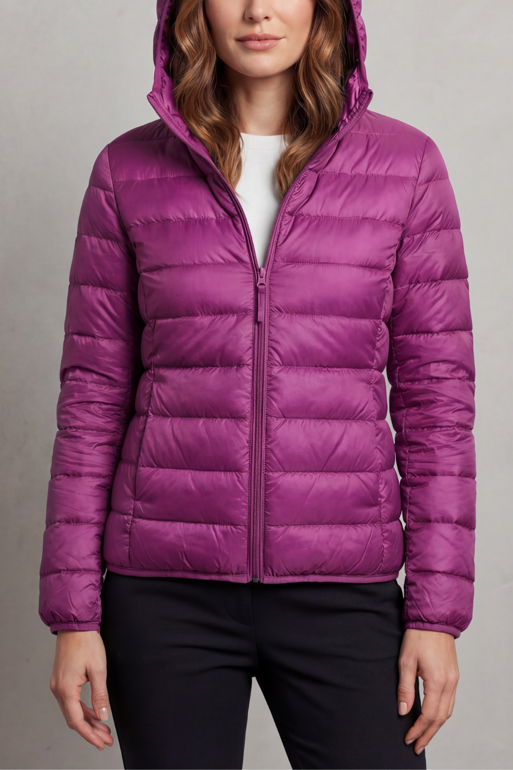 Women's lightweight packable hooded puffer jacket - view 15