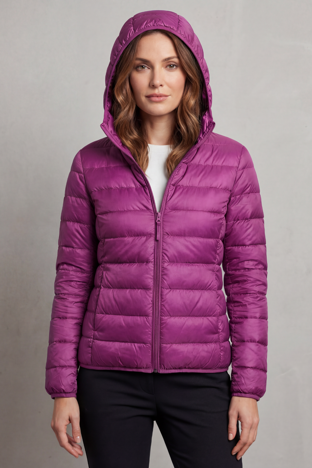 Women's lightweight packable hooded puffer jacket - view 16