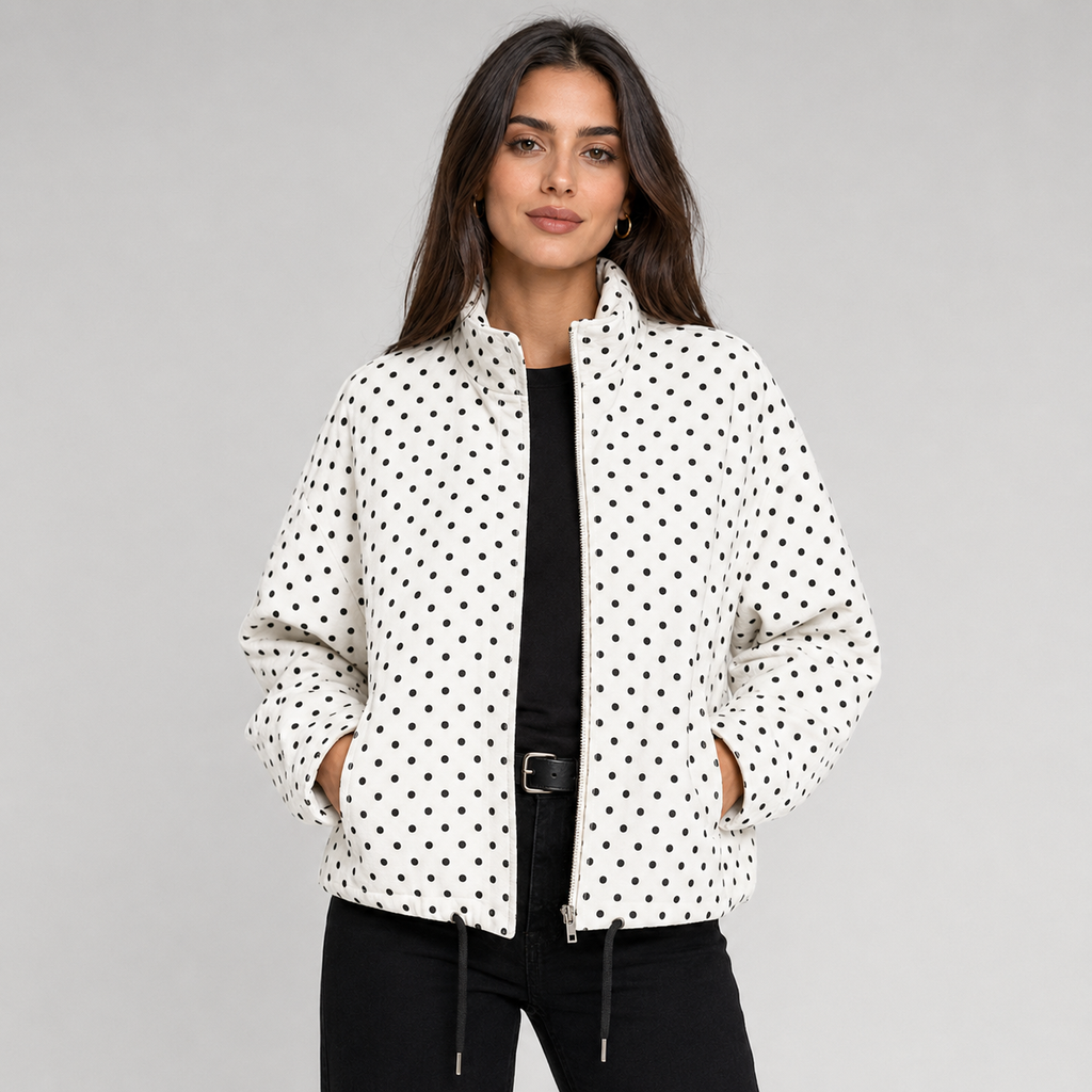Women's oversized polka dot cropped bomber jacket