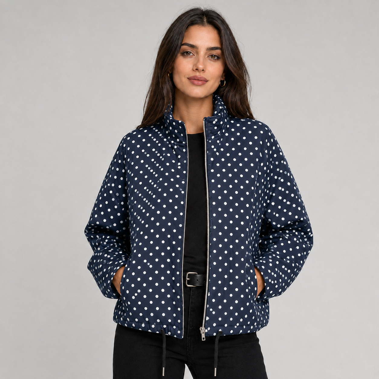 Women's oversized polka dot cropped bomber jacket - view 4
