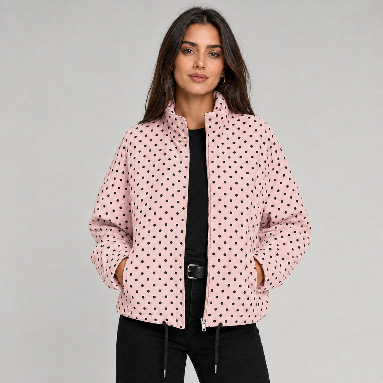 Women's oversized polka dot cropped bomber jacket - view 7