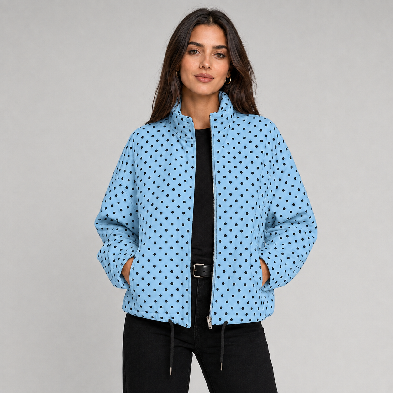 Women's oversized polka dot cropped bomber jacket - view 6