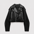 Women's leather-look belted biker jacket - view 3