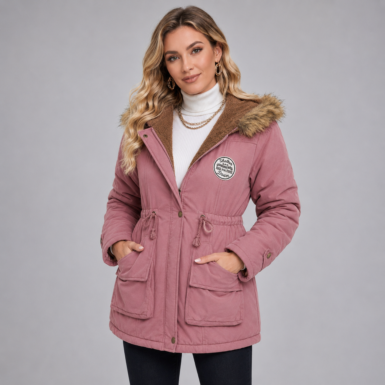 Women's mid-length hooded parka jacket - view 5