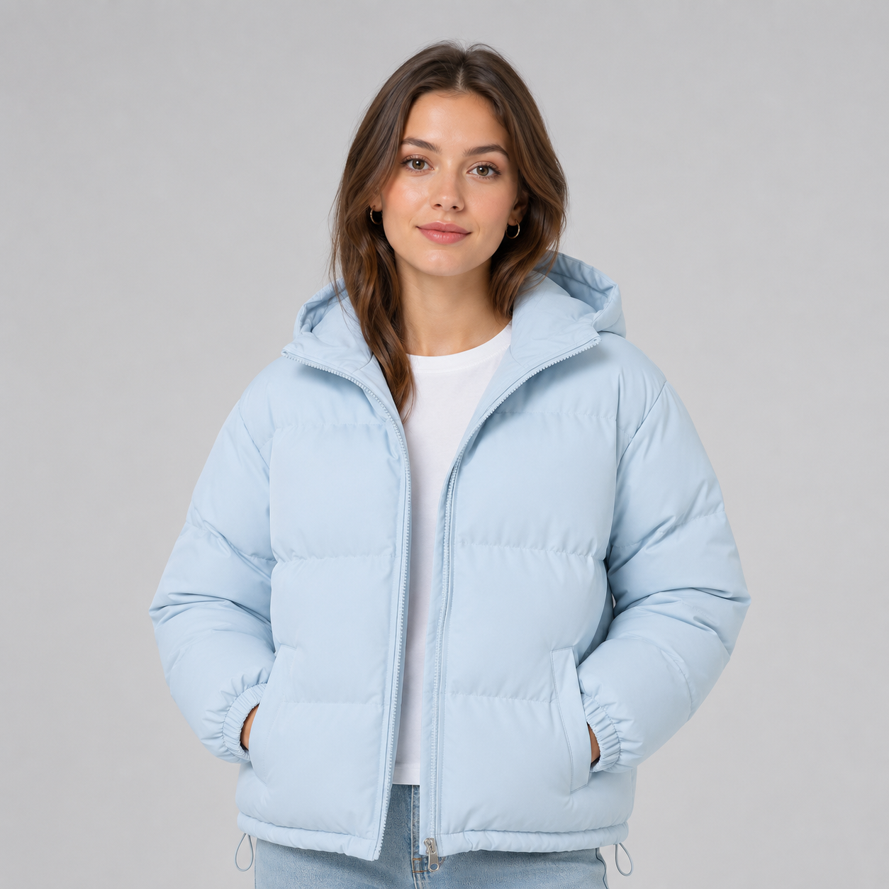 Unisex hooded cotton puffer jacket