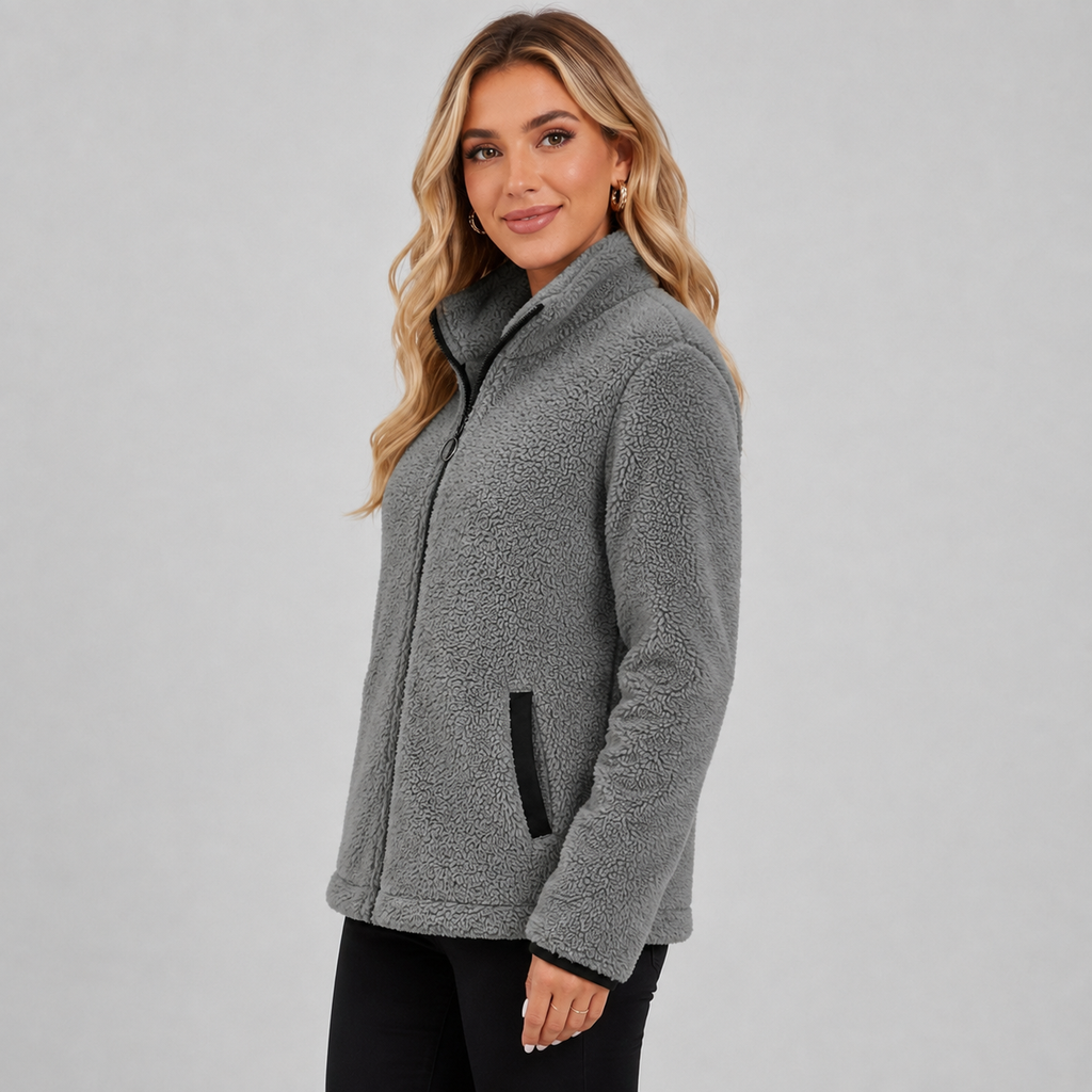 Women's teddy fleece zip-up jacket - view 3