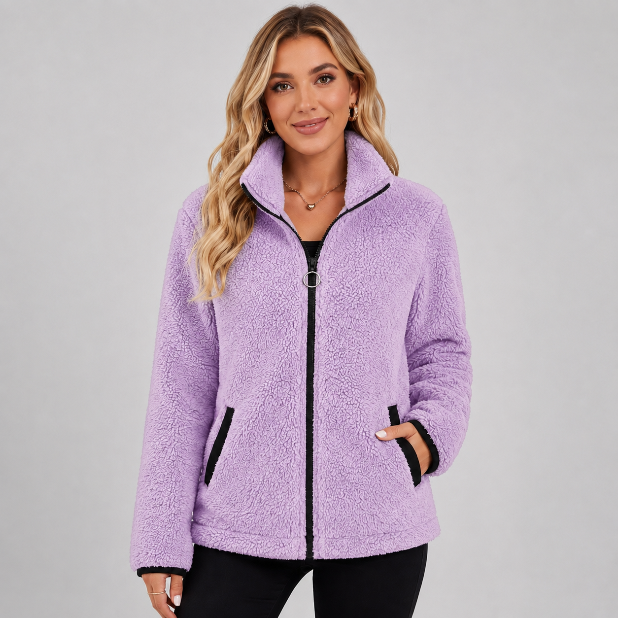 Women's teddy fleece zip-up jacket - view 6