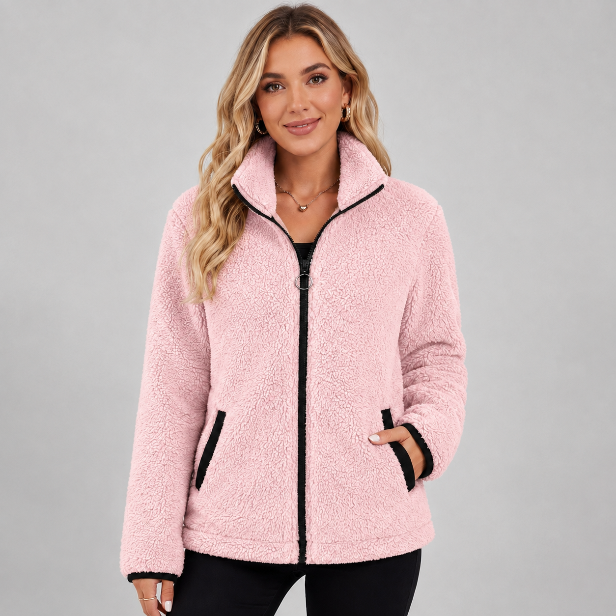 Women's teddy fleece zip-up jacket - view 7
