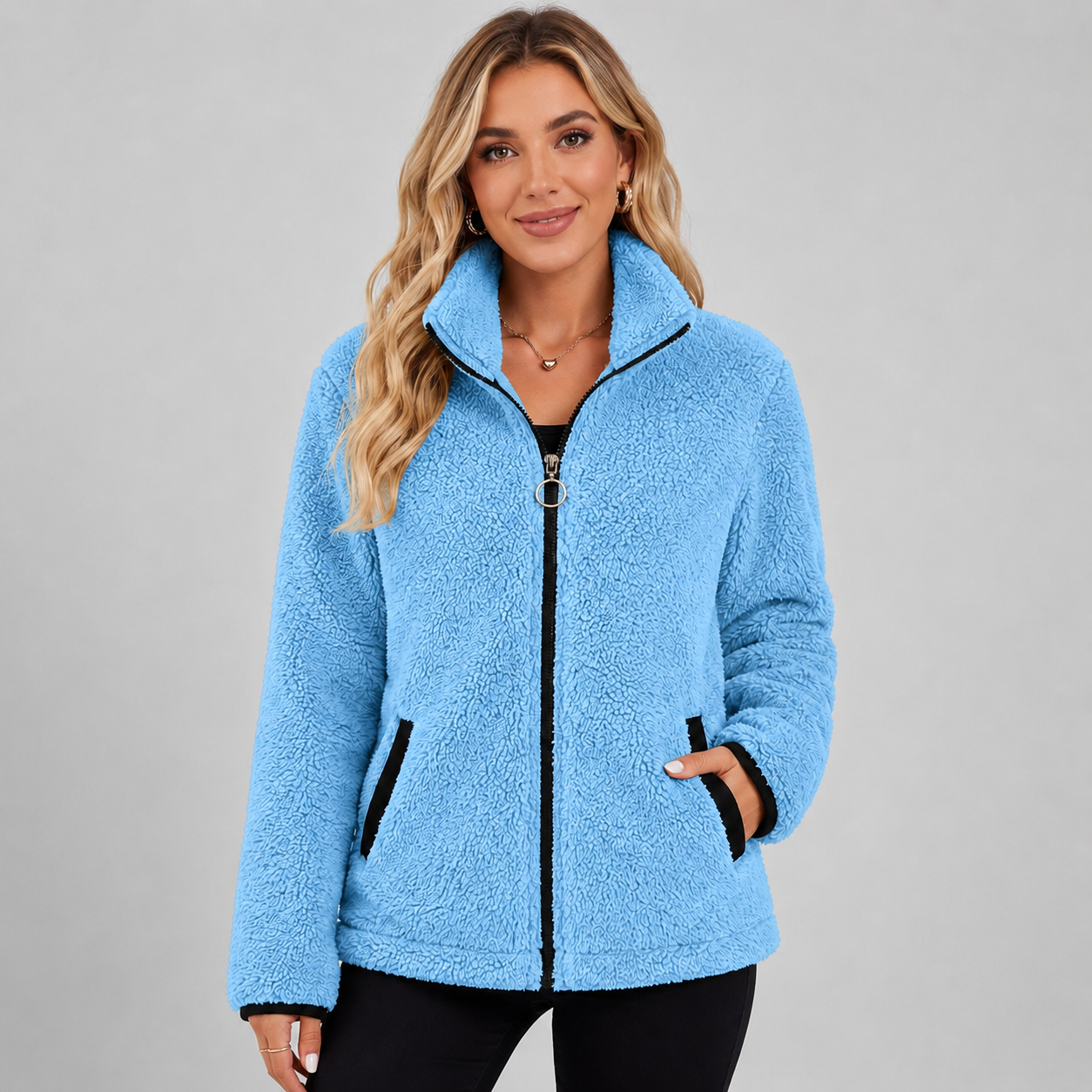Women's teddy fleece zip-up jacket - view 8