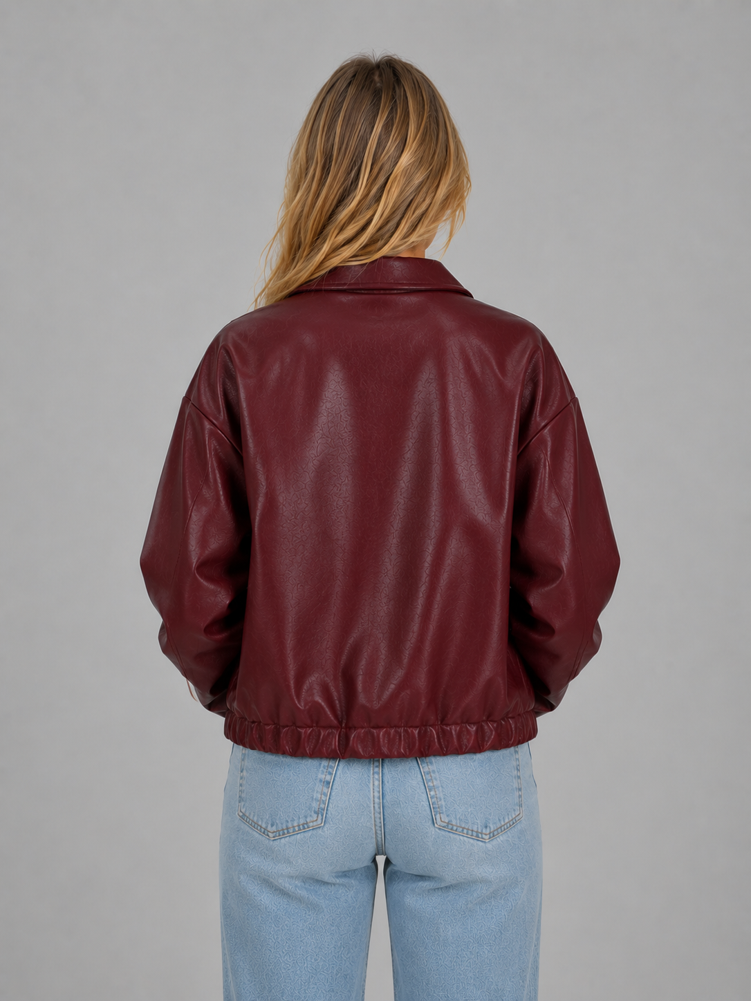 Women's leather-look cropped zip jacket - view 3