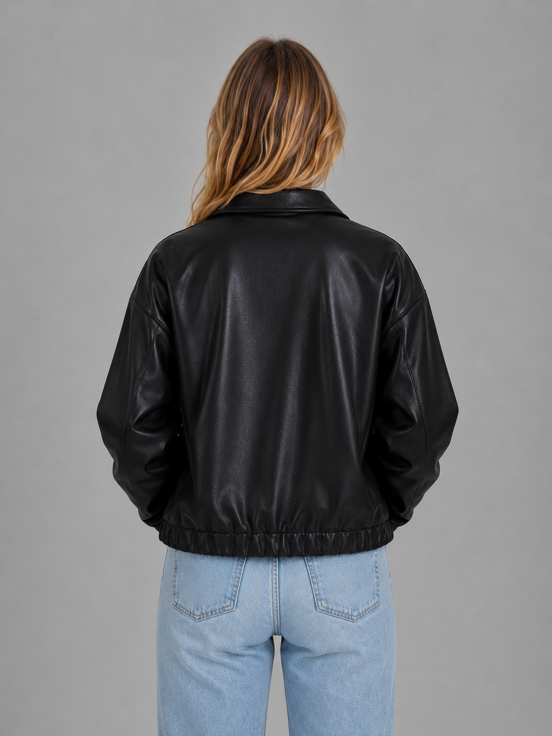 Women's leather-look cropped zip jacket - view 6