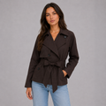 Women's cropped trench coat with tie waist