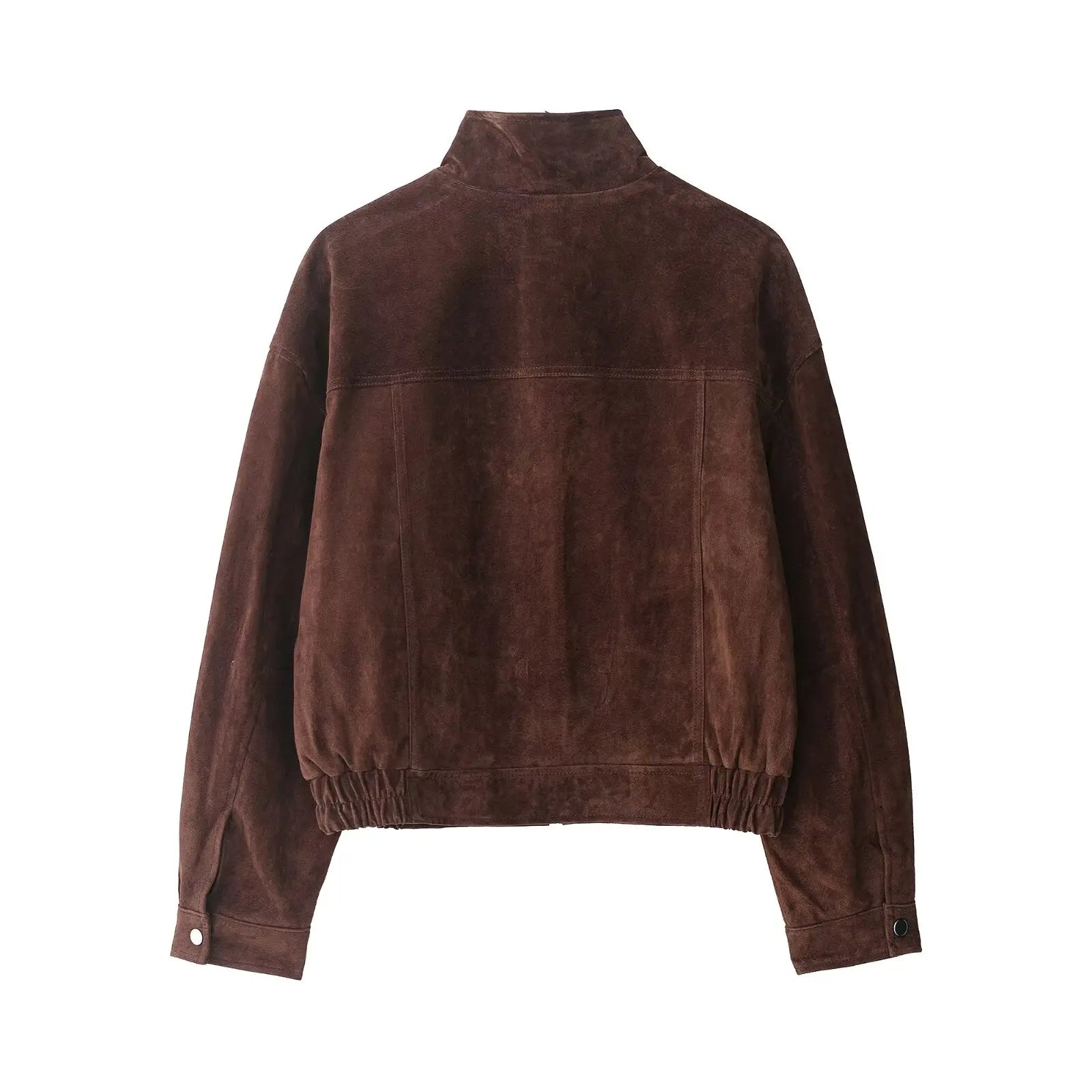 Women's suede-look cropped snap-front jacket - view 4