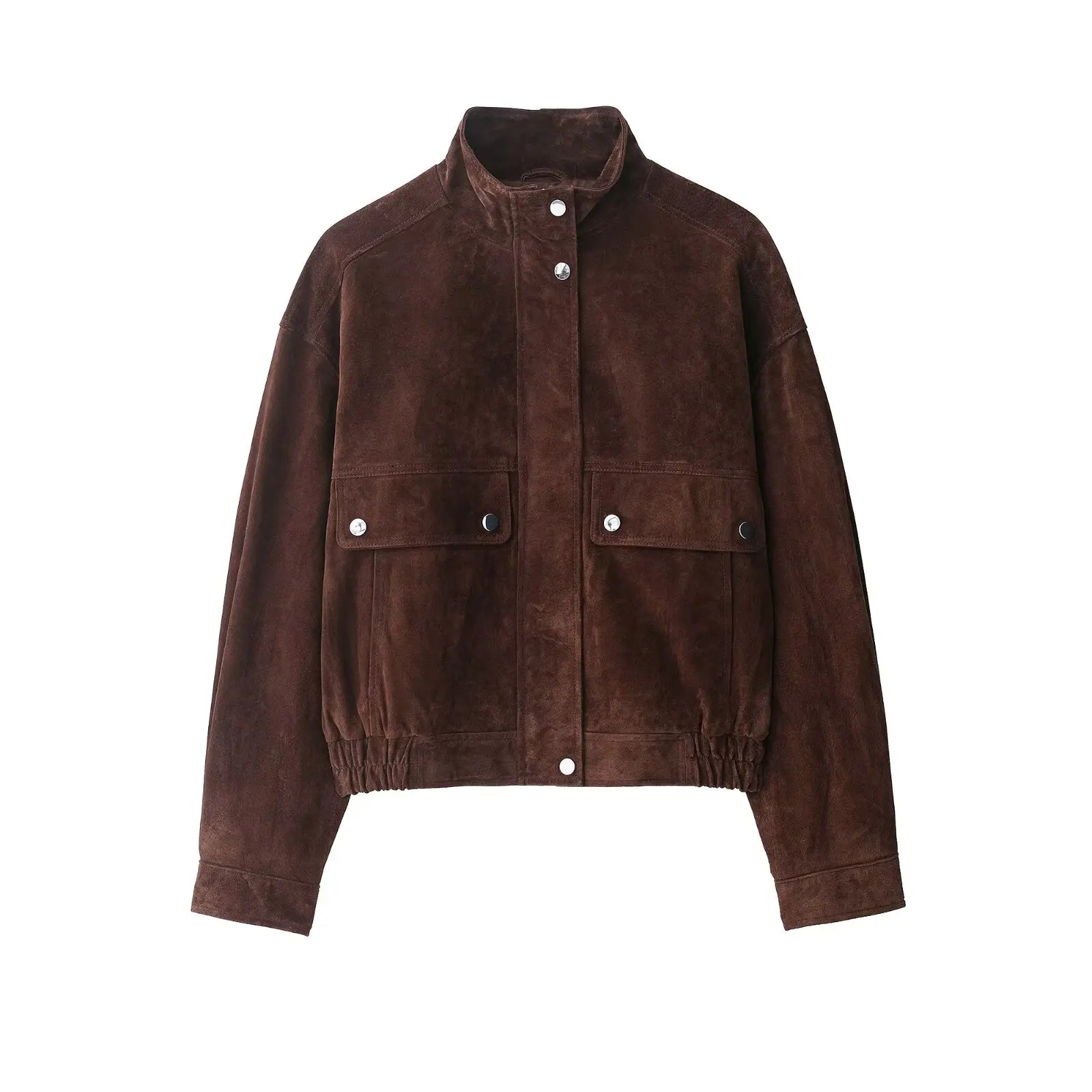 Women's suede-look cropped snap-front jacket - view 3