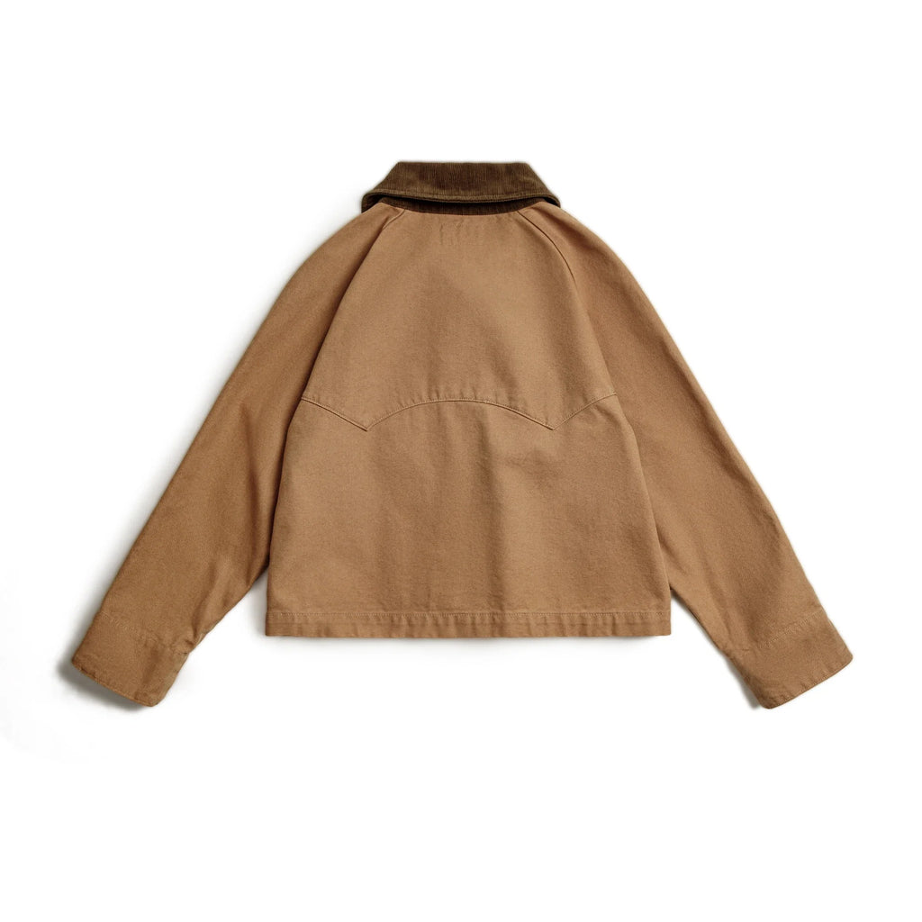 Women's barn jacket with corduroy collar and utility pockets - view 8