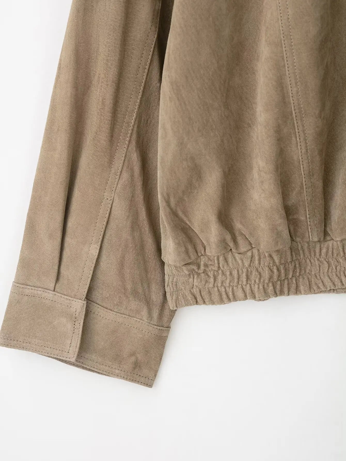 Women's suede-look bomber jacket with pockets - view 8