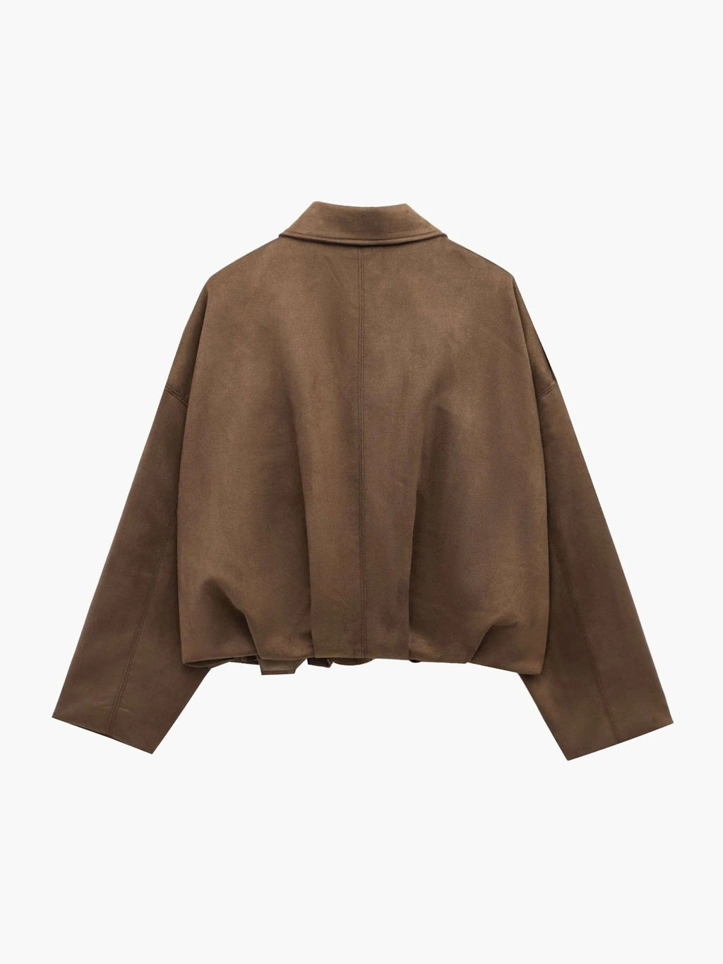 Women's faux suede bomber jacket with fold-over collar - view 6