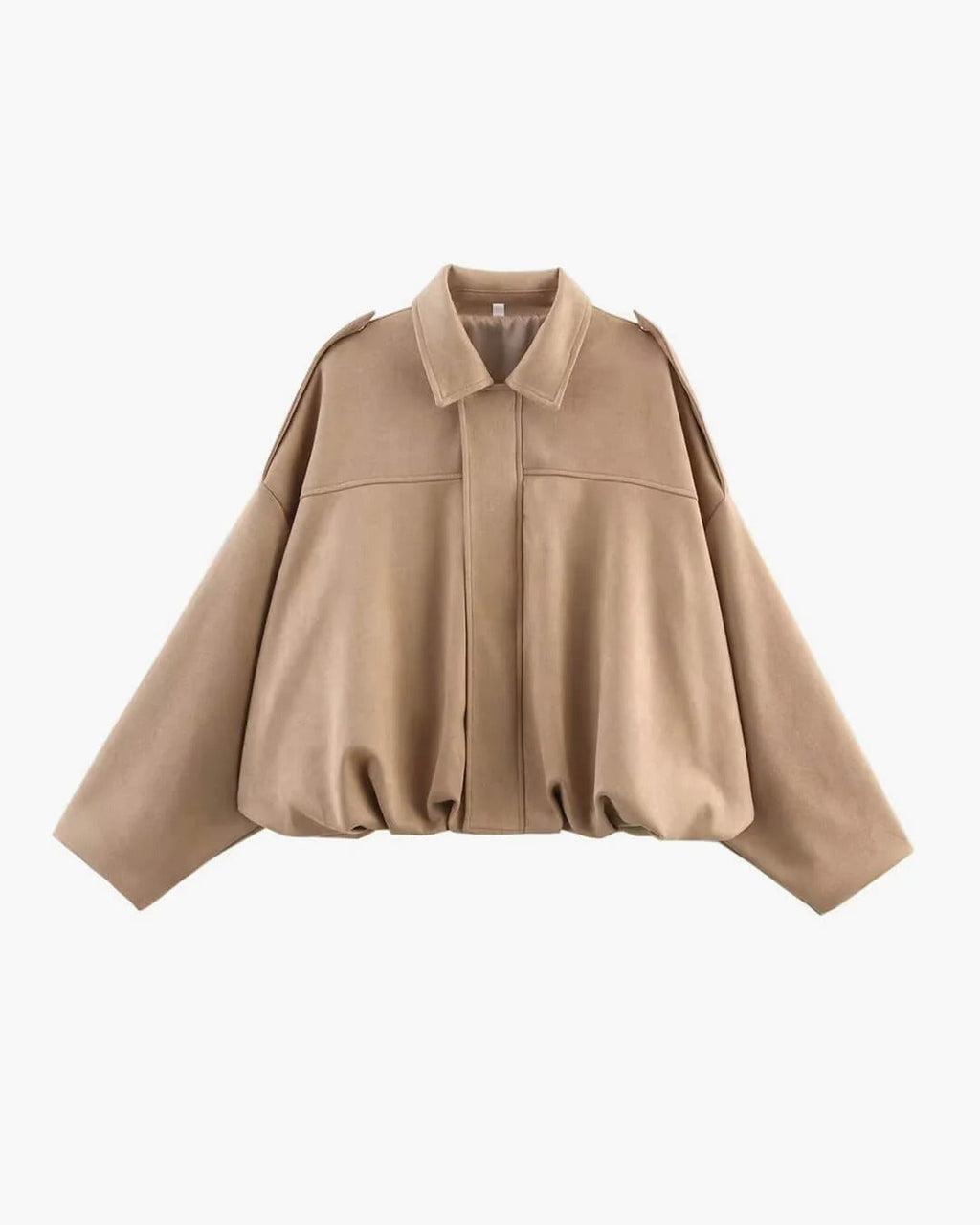 Women's faux suede bomber jacket with fold-over collar - view 8