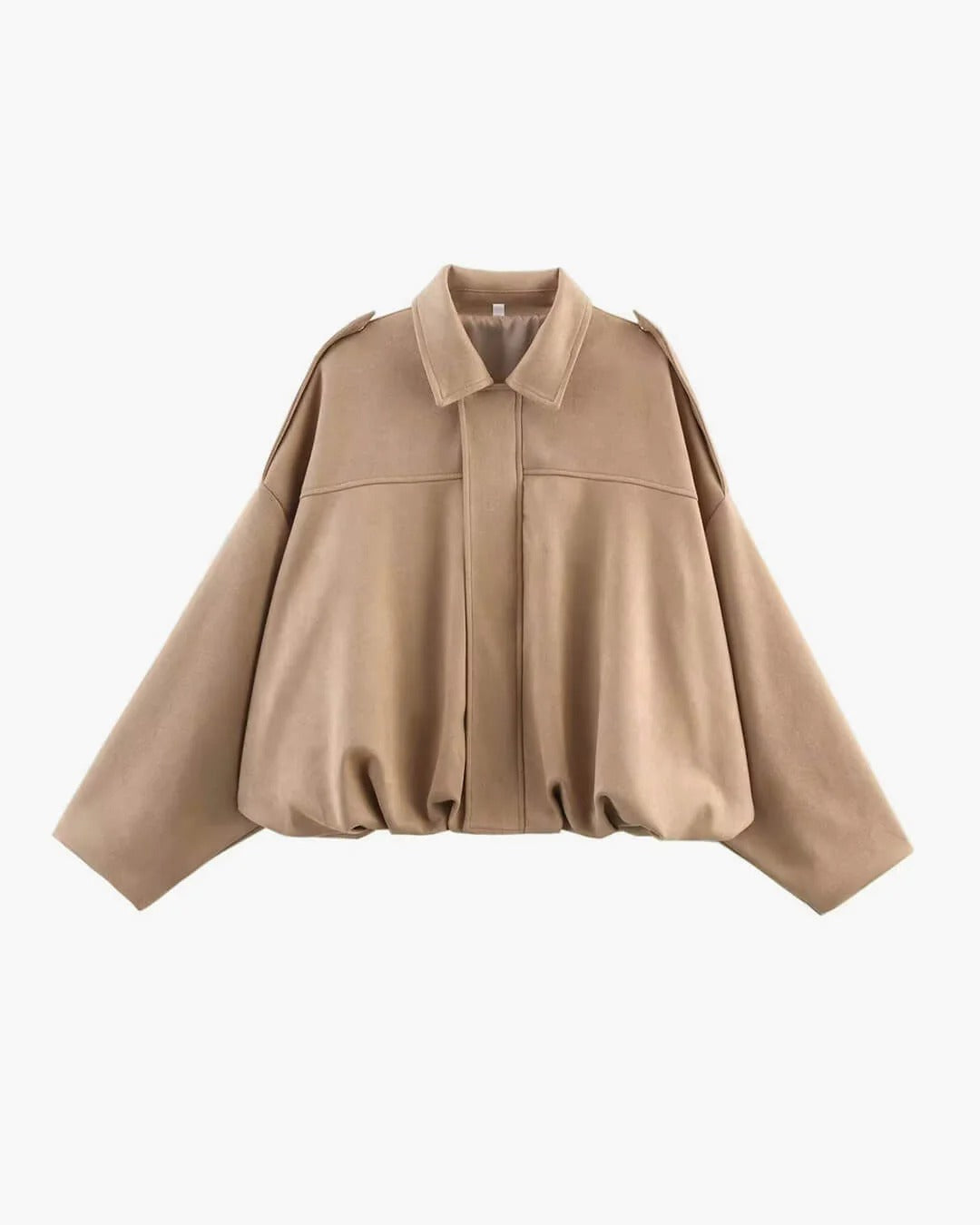 Women's faux suede bomber jacket with fold-over collar - view 8