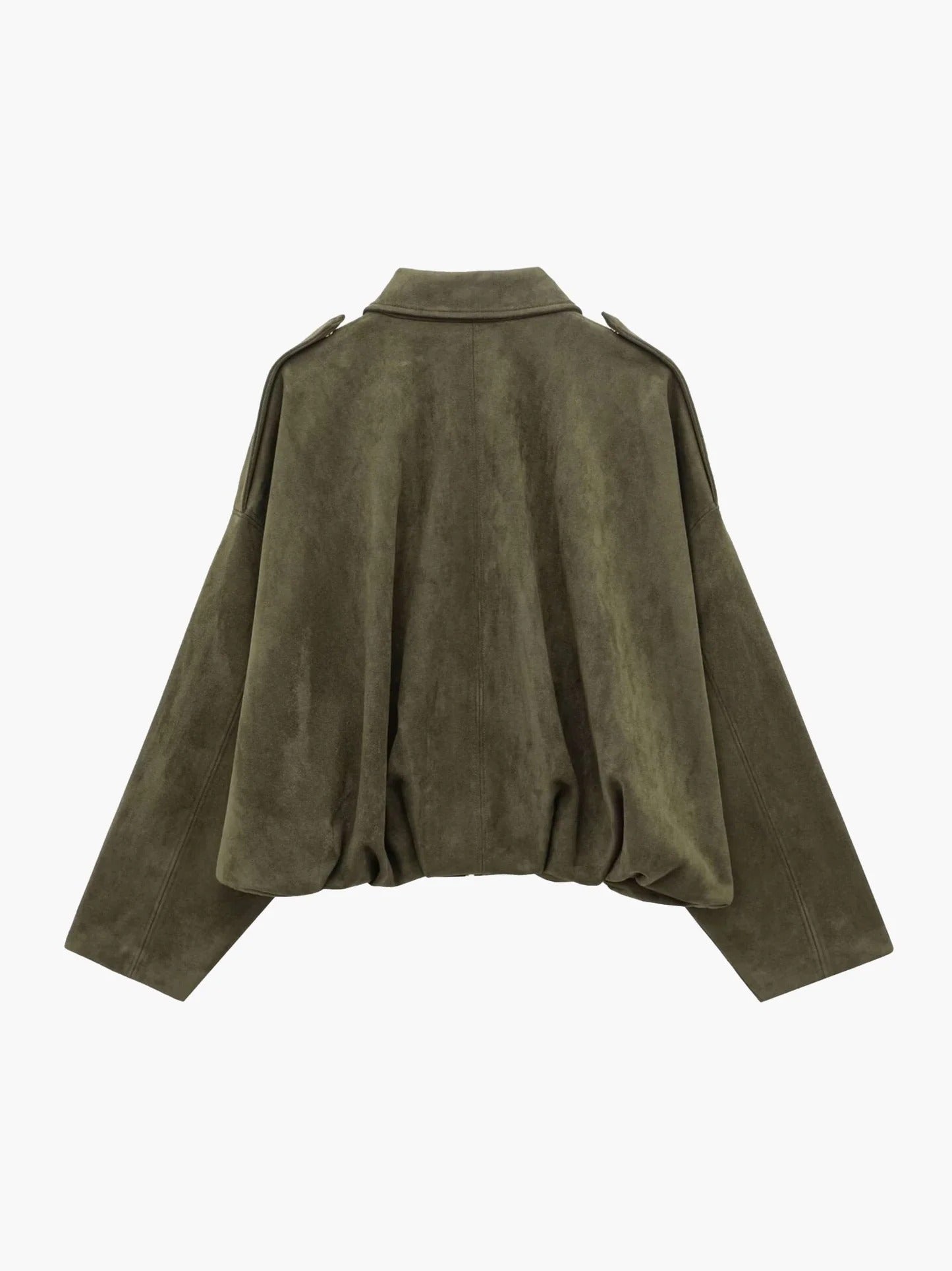 Women's faux suede bomber jacket with fold-over collar - view 3